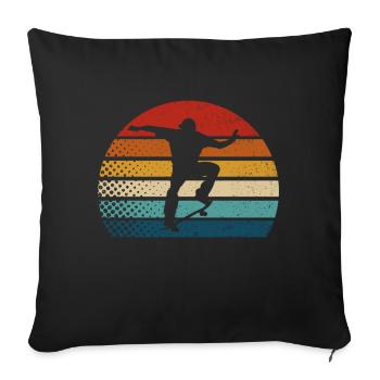 Skateur Skateboard Skate Skater Rétro Skate - Housse de coussin décorative 45 x 45 cm - noir - Devant