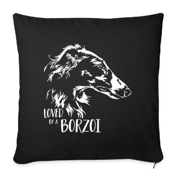 BARSOI loved by a BORZOI dog saying Wilsigns - Sofa pillowcase 17,3'' x 17,3'' (45 x 45 cm) - black - Front