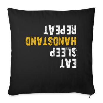 manger dormir handstand répéter - Housse de coussin décorative 45 x 45 cm - noir - Devant