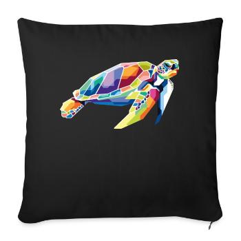 Sea Turtle illustration - Meeres Schildkröte - Sofa pillowcase 17,3'' x 17,3'' (45 x 45 cm) - black - Front