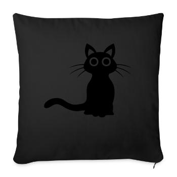 Mignon chat noir - Housse de coussin décorative 45 x 45 cm - noir - Devant