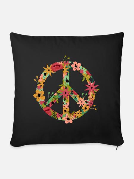 Peace Symbol Hippie - Sofakissenbezug 45 x 45 cm - Schwarz
