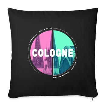 Cathédrale de Cologne Cologne Allemagne City Skyline - Housse de coussin décorative 45 x 45 cm - noir - Devant