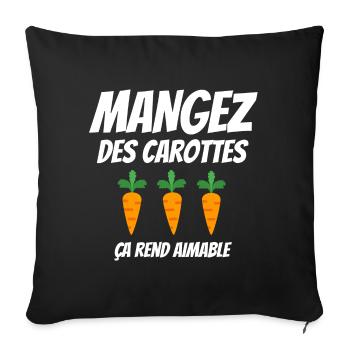 mangez des carottes, aimable - Housse de coussin décorative 45 x 45 cm - noir - Devant