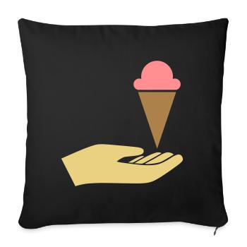 Hand reicht Eis - Sofakissenbezug 45 x 45 cm - Schwarz - Vorne
