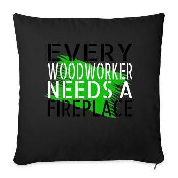 drôle de menuiserie papadesign abatteur d’arbres geek - Housse de coussin décorative 45 x 45 cm - noir - Devant