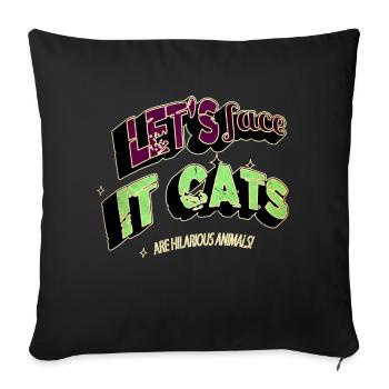 Cat Face Tshirts Birthday Present Pet Lover Happy - Sofa pillowcase 17,3'' x 17,3'' (45 x 45 cm) - black - Front