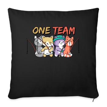 team family cat fishing dog sport birthday - Sofa pillowcase 17,3'' x 17,3'' (45 x 45 cm) - black - Front