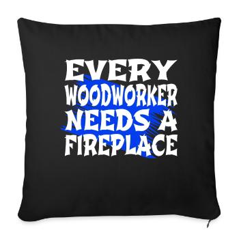 emploi ébéniste syndicat charpentier tshirts papa - Housse de coussin décorative 45 x 45 cm - noir - Devant