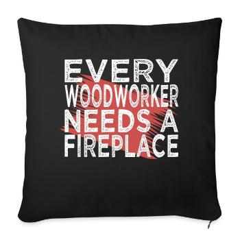 drôle de charpentier bûcheron casque de sécurité - Housse de coussin décorative 45 x 45 cm - noir - Devant