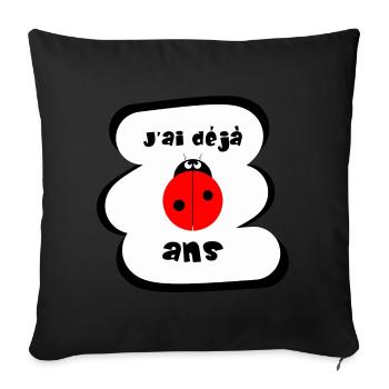 J'ai déjà 2 ans - coccinelle mignonne - version 2 - Housse de coussin décorative 45 x 45 cm - noir - Devant