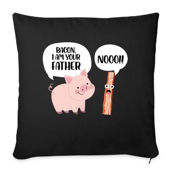bacon Je suis ton père Conception pour un cochon et du bacon - Housse de coussin décorative 45 x 45 cm - noir - Devant