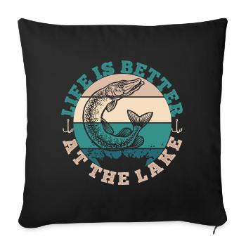 LIFE IS BETTER AT THE LAKE - Sofakissenbezug 45 x 45 cm - Schwarz - Vorne