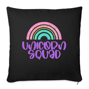 Unicorn Squad Licorne Cheval Arc-en-ciel Fée - Housse de coussin décorative 45 x 45 cm - noir - Devant