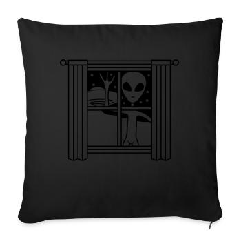Fenêtre OVNI extraterrestre la nuit - Housse de coussin décorative 45 x 45 cm - noir - Devant