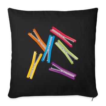 open zippers with colorful ribbons - Sofa pillowcase 17,3'' x 17,3'' (45 x 45 cm) - black - Front