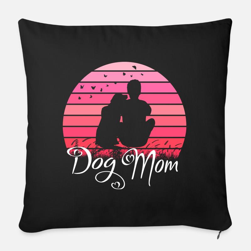 Chiens Mama Maîtresse Design avec Chien Dicton - Housse de coussin décorative 45 x 45 cm - noir