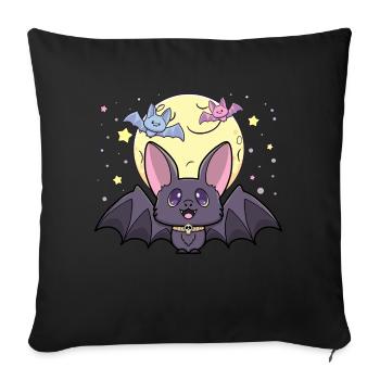pastel goth effrayant kawaii chauves-souris mignonnes chauves-souris halloween - Housse de coussin décorative 45 x 45 cm - noir - Devant