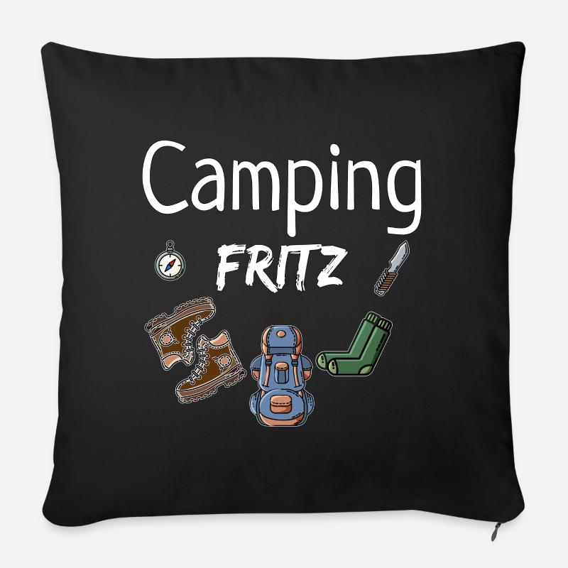 Camping Fritz outdoor Camper Geschenk - Sofakissenbezug 45 x 45 cm - Schwarz
