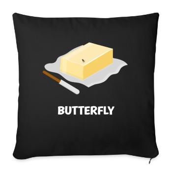 Drôle de papillon Pun Butter Fly - Housse de coussin décorative 45 x 45 cm - noir - Devant