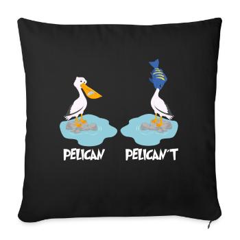 Funny Pelican Word Game Pelicans Bird Fish - Sofa pillowcase 17,3'' x 17,3'' (45 x 45 cm) - black - Front