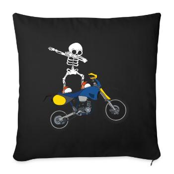 Dabbing Skeleton Motocross Motorcyclist Biker - Sofa pillowcase 17,3'' x 17,3'' (45 x 45 cm) - black - Front