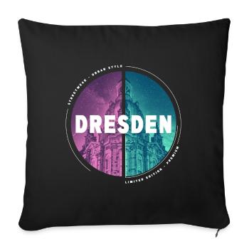 Dresde Allemagne Ville Skyline Accueil Amour - Housse de coussin décorative 45 x 45 cm - noir - Devant