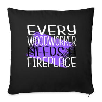 sabrina charpentier tshirts abatteur d’arbres - Housse de coussin décorative 45 x 45 cm - noir - Devant