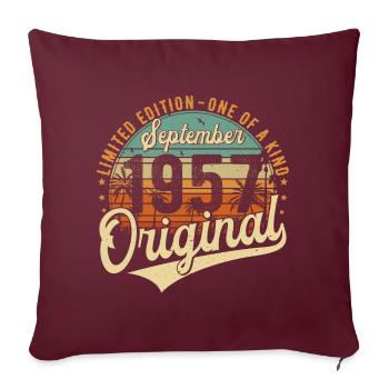 Septembre 1957 Vintage Anniversaire Rétro - Housse de coussin décorative 45 x 45 cm - bordeaux - Devant