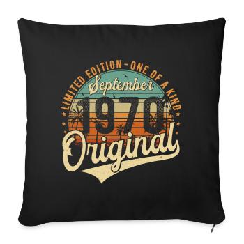 Septembre 1970 Vintage Anniversaire Rétro - Housse de coussin décorative 45 x 45 cm - noir - Devant