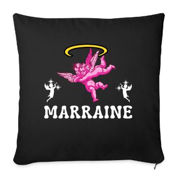 Marraine Baptême Chérubin - Housse de coussin décorative 45 x 45 cm - noir - Devant