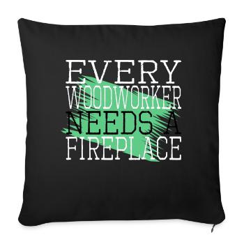cadeau charpentier citations tshirts funshirt - Housse de coussin décorative 45 x 45 cm - noir - Devant