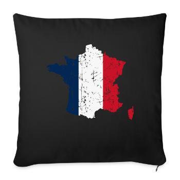 France Map Flag Vintage - Sofa pillowcase 17,3'' x 17,3'' (45 x 45 cm) - black - Front