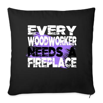 les charpentiers syndicat du bois charpentier tshirts papa - Housse de coussin décorative 45 x 45 cm - noir - Devant