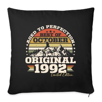 Octobre 1992 Cadeau d’anniversaire de naissance - Housse de coussin décorative 45 x 45 cm - noir - Devant