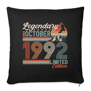 Légendaire Octobre 1992 Anniversaire de naissance - Housse de coussin décorative 45 x 45 cm - noir - Devant