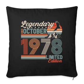 Légendaire Octobre 1978 Anniversaire de naissance - Housse de coussin décorative 45 x 45 cm - noir - Devant