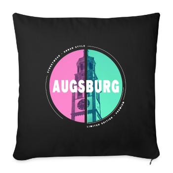 Augsburg Deutschland Stadt Skyline Heimat Liebe - Sofakissenbezug 45 x 45 cm - Schwarz - Vorne