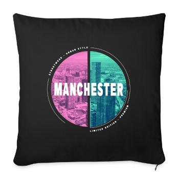 Manchester England UK City Skyline Home Love - Sofa pillowcase 17,3'' x 17,3'' (45 x 45 cm) - black - Front