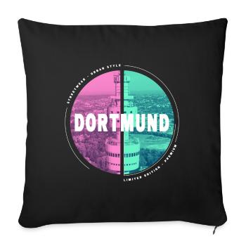 Dortmund Allemagne Ville Skyline Accueil Amour - Housse de coussin décorative 45 x 45 cm - noir - Devant