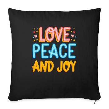 Amour Paix et Joie idée cadeau original - Housse de coussin décorative 45 x 45 cm - noir - Devant