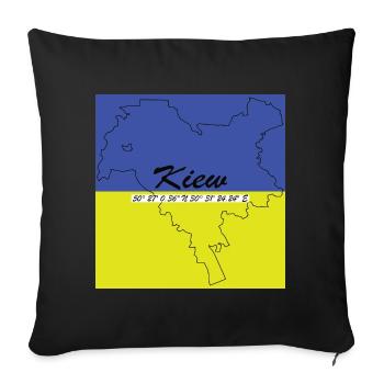 Kiew - Hauptstadt mit GPS-Koordinaten & Flagge - Sofakissenbezug 45 x 45 cm - Schwarz - Vorne