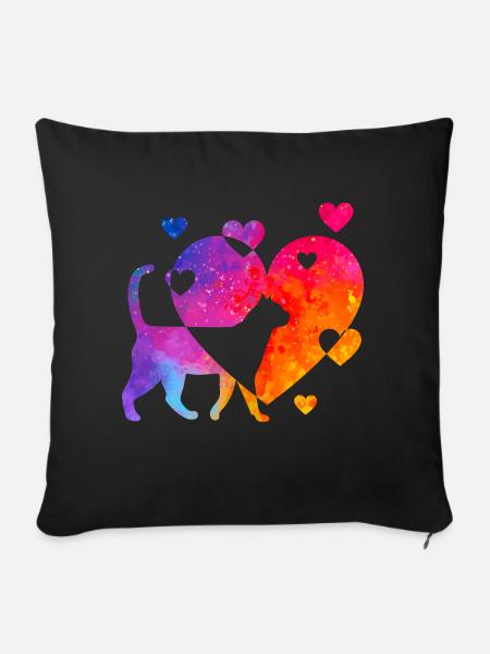 Katzenliebe - Sofakissenbezug 45 x 45 cm - Schwarz