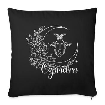 T-shirt Capricorne Floral Zodiac - Housse de coussin décorative 45 x 45 cm - noir - Devant