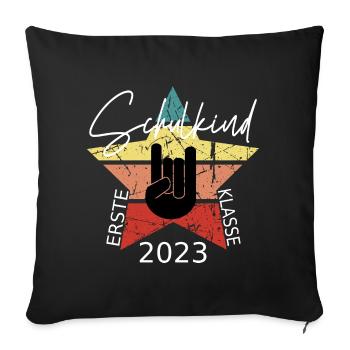 Schulkind 2023 1. Klasse - Sofakissenbezug 45 x 45 cm - Schwarz - Vorne
