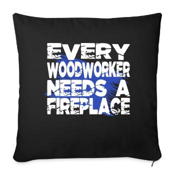 forest work chainsaw carpenter girl tshirts - Sofakissenbezug 45 x 45 cm - Schwarz - Vorne