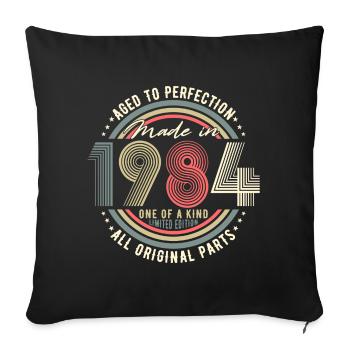 1984 Naissance vintage rétro anniversaire - Housse de coussin décorative 45 x 45 cm - noir - Devant