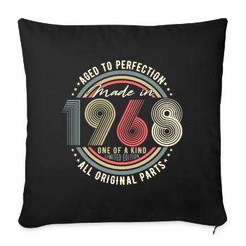 1968 né Vintage Retro 55e anniversaire - Housse de coussin décorative 45 x 45 cm - noir - Devant