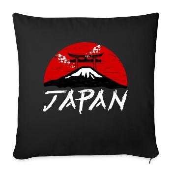 Japan Sonne Schriftzug Nihon Torii - 日本 - Sofakissenbezug 45 x 45 cm - Schwarz - Vorne