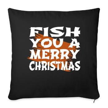 achigan pêche queue de fée présent idée humour animal - Housse de coussin décorative 45 x 45 cm - noir - Devant